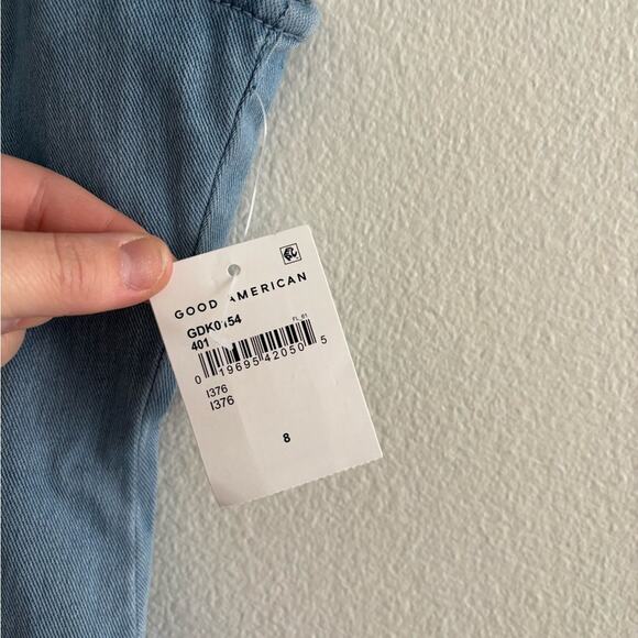 NWT Good American Soft Sculpt Blue Jean Chambray Denim Tank Mini Dress - Picture 4 of 9